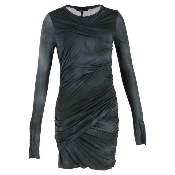 Isabel Marant Draped Mini Dress in Grey Silk